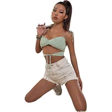 Stylish Floerns Crop Cami Top for Women in Mint Green