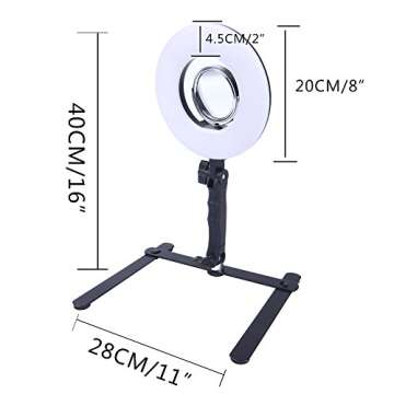 Dimmable 8-inch LED Ring Light with Stand and Mirror