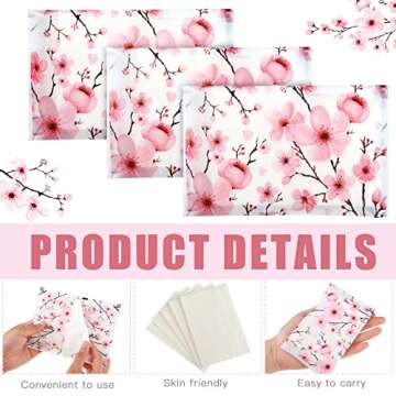 Geyee 50 Packs Facial Tissue Travel Packs Disposable Pocket Tissues for Wedding Guest Travel School Purse Home Supplies, 500 Sheets 3 Ply(Cherry Blossoms)
