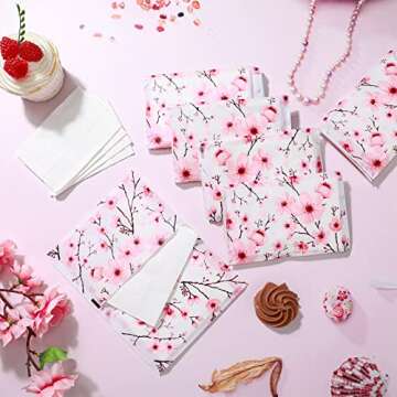 Geyee 50 Packs Facial Tissue Travel Packs Disposable Pocket Tissues for Wedding Guest Travel School Purse Home Supplies, 500 Sheets 3 Ply(Cherry Blossoms)