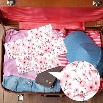 Geyee 50 Packs Facial Tissue Travel Packs Disposable Pocket Tissues for Wedding Guest Travel School Purse Home Supplies, 500 Sheets 3 Ply(Cherry Blossoms)