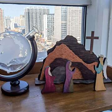 WUMSTOT Religious Easter Decorations, Large Easter Scene Wooden Decoration for The Home Table, Jesus...