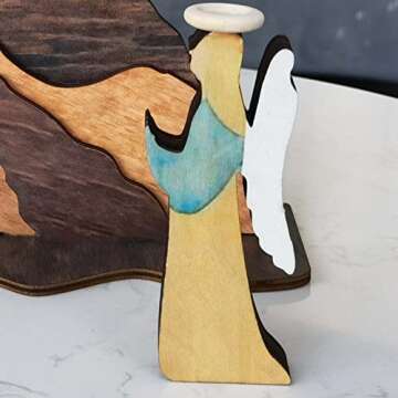 WUMSTOT Religious Easter Decorations, Large Easter Scene Wooden Decoration for The Home Table, Jesus Nativity Scene Decorations, Spring Christian Home Figurine Ornament