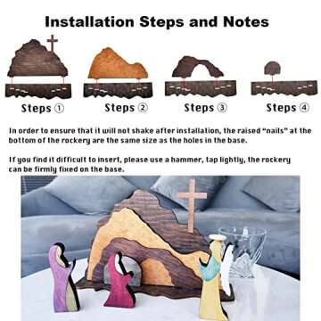 WUMSTOT Religious Easter Decorations, Large Easter Scene Wooden Decoration for The Home Table, Jesus Nativity Scene Decorations, Spring Christian Home Figurine Ornament