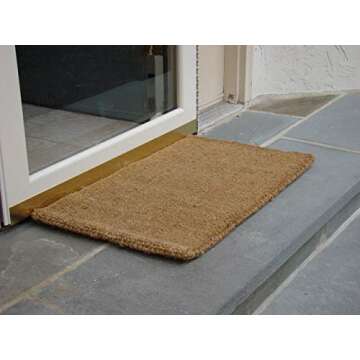 Kempf Natural Coco Coir Door Mat, 18” x 30” x 1” - Thick, Woven Back, Heavy Duty Durable, for Entryway Front Door Patio Porch, Indoor Outdoor, Blank Welcome Floor Mat