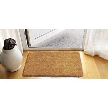 Kempf Natural Coco Coir Door Mat, 18” x 30” x 1” - Thick, Woven Back, Heavy Duty Durable, for Entryway Front Door Patio Porch, Indoor Outdoor, Blank Welcome Floor Mat