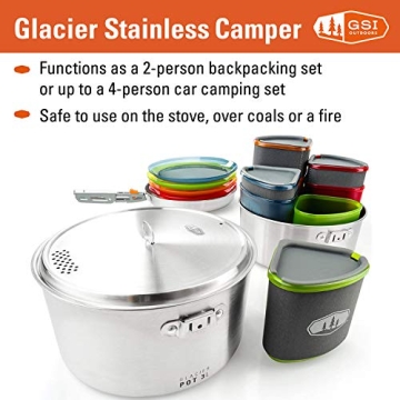 GSI Outdoors Glacier Stainless Camper Set for Camping
