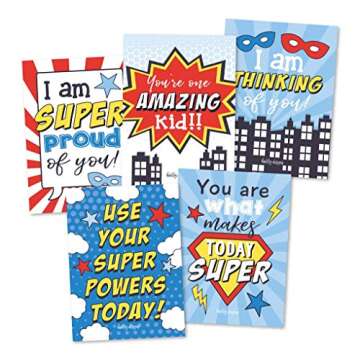25 Superhero School Lunch Box Notes For Kids, Inspirational Motivational Cards For Boys Girls From M...
