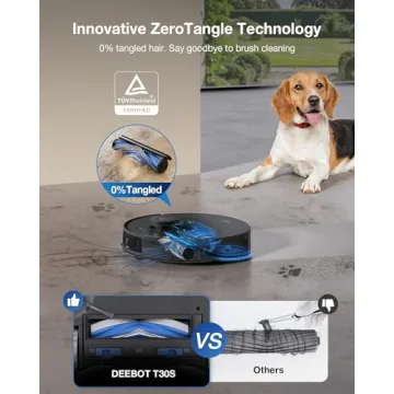 ECOVACS DEEBOT T30S Combo Robot Vacuum and Mop, All-in-One Cleaning Hub, 11000Pa, ZeroTangle Technology, TruEdge Adaptive Edge Mopping, Dual Self-Emptying, Hot Water Mop Washing, Auto-Mop Lifting
