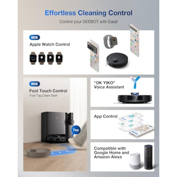 ECOVACS DEEBOT T30S Combo Robot Vacuum and Mop, All-in-One Cleaning Hub, 11000Pa, ZeroTangle Technology, TruEdge Adaptive Edge Mopping, Dual Self-Emptying, Hot Water Mop Washing, Auto-Mop Lifting