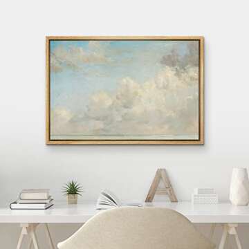 MUDECOR Framed Canvas Print Pastel Blue Clouds 24x36