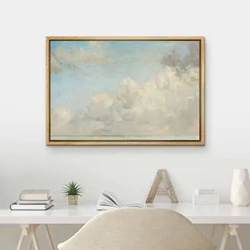 MUDECOR Framed Canvas Print Pastel Blue Clouds 24x36