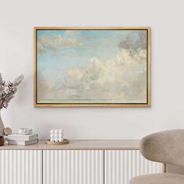 MUDECOR Framed Canvas Print Pastel Blue Clouds 24x36