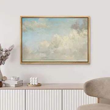 MUDECOR Framed Canvas Print Pastel Blue Clouds 24x36
