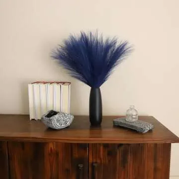 Navy Blue Faux Pampas Grass Decor for Boho Style