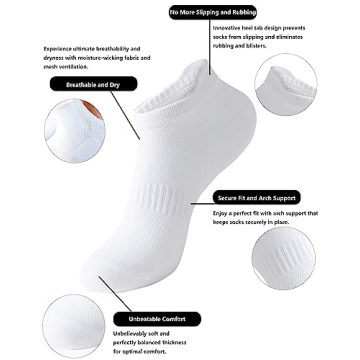 ACCFOD Womens White Ankle Socks Athletic Running Low Cut Socks With Tab for Women 6-9