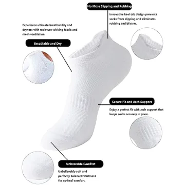 ACCFOD Womens White Ankle Socks Athletic Running Low Cut Socks With Tab for Women 6-9