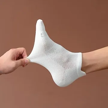 ACCFOD Womens White Ankle Socks Athletic Running Low Cut Socks With Tab for Women 6-9