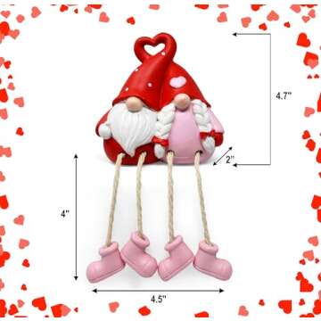 Gift Boutique Valentine Gnomes Figurine Tabletop Decor - Resin Snuggling Gnome Centerpiece