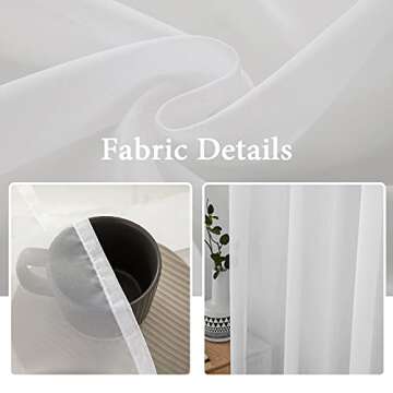 MIULEE 2 Panels Solid Color White Sheer Window Curtains Elegant Window Voile Panels/Draperies/Treatment for Bedroom Living Room (54 X 45 Inches White)