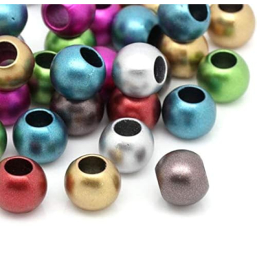 Multicolor Matte Metallic Acrylic Large Hole Beads - 400 Count for Creative Projects