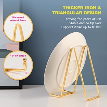 Gold Metal Plate Stands 2 Pack Elegant Display Easels