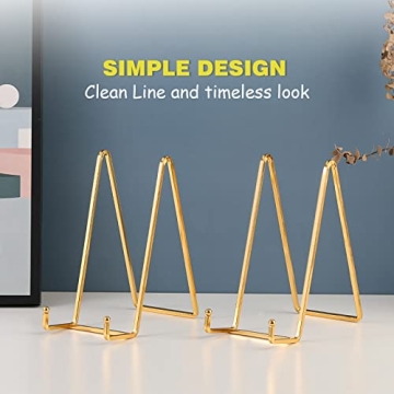 Gold Metal Plate Stands 2 Pack Elegant Display Easels