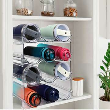 Sisfung Water Bottle Organizer for Cabinet, Water Bottle Holder for Kitchen Storage (4 Tier).