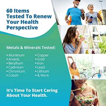 5Strands Metals & Minerals Deficiency Test, 60 Items Test, Metal & Mineral Imbalances, Hair Analysis, Results in 7 Days, Detox Holistic Health Testing - Arsenic, Lead, Tin, Mercury, Copper