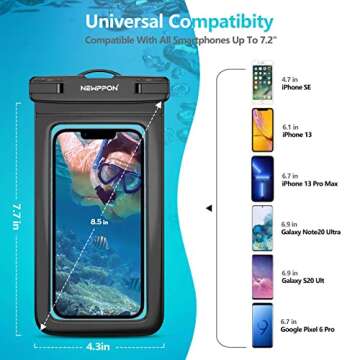 newppon Waterproof Cell Phone Pouch : 4 Pack Universal Water Proof Dry Bag - Underwater Cellphone Ca...