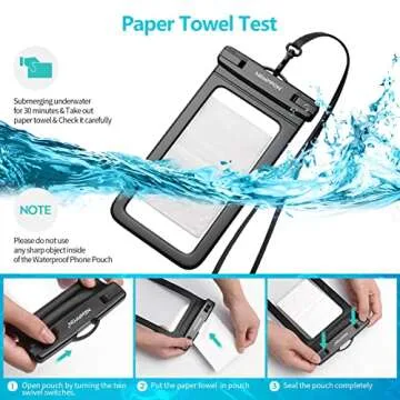 newppon Waterproof Cell Phone Pouch : 4 Pack Universal Water Proof Dry Bag - Underwater Cellphone Case Holder for iPhone 16 15 14 13 Pro Max Plus Samsung Galaxy Note S23 Ultra for Beach Swimming Pool