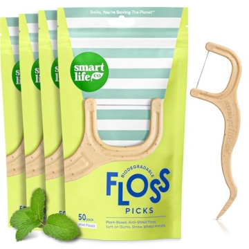 SmartLifeco Biodegradable Dental Floss Picks - Eco-Friendly & Vegan