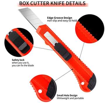 DIYSELF 3 Pack Retractable Box Cutter - Utility Knives - Razor Knife - Box Opener