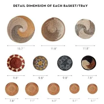ChumDecor Boho Wall Basket Decor, Wall Hanging Decor, Decorative Baskets for Home Decor, Boho Basket Wall Decor Set, Hanging Basket Wall, Woven Basket Set