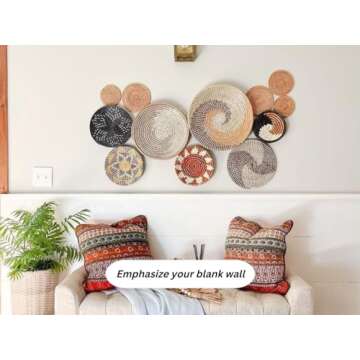 ChumDecor Boho Wall Basket Decor, Wall Hanging Decor, Decorative Baskets for Home Decor, Boho Basket Wall Decor Set, Hanging Basket Wall, Woven Basket Set