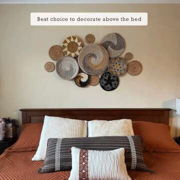 ChumDecor Boho Wall Basket Decor, Wall Hanging Decor, Decorative Baskets for Home Decor, Boho Basket Wall Decor Set, Hanging Basket Wall, Woven Basket Set