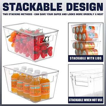 ESARORA Plastic Storage Bin with Lids - Versatile 12 Pack for Kitchen & Home Organization