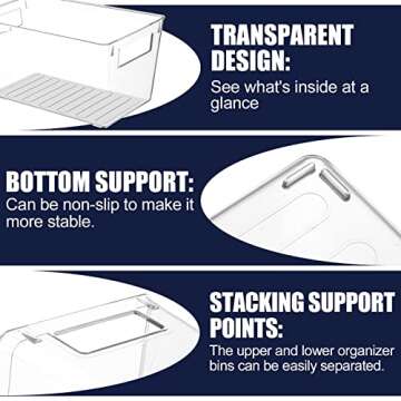 ESARORA Stackable Plastic Storage Bins - 12 Pack Clear Organizers
