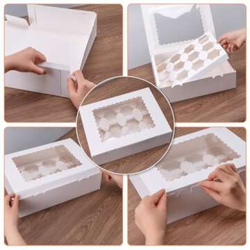 Hoewina 6PCS Cupcake Boxes for Stylish Transport