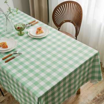MANGATA CASA Green Gingham Tablecloth for Rectangle Tables- Checkered Table Cloth Waterproof Kitchen...