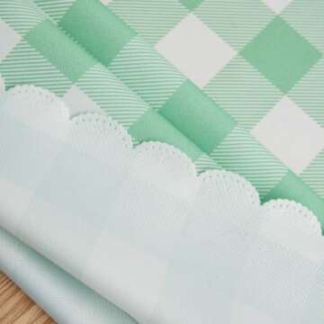 MANGATA CASA Green Gingham Tablecloth for Rectangle Tables- Checkered Table Cloth Waterproof Kitchen & Table Linens-Polyester Buffalo Plaid Wrinkle Free Table Cover(Light Green 60X84in)