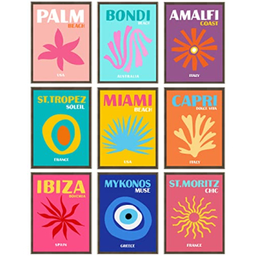 EDUS Preppy Room Decor, Preppy Art Prints Aesthetic Wall Decor, Set of 9 (8x10 inch), Preppy Poster ...