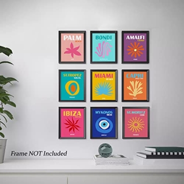 EDUS Preppy Room Decor Set of 9 Aesthetic Art Prints