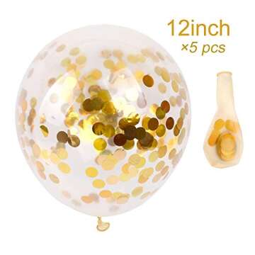 Tellpet Light Blue HAPPY BIRTHDAY Banner with 5 pcs Gold Confetti Balloons