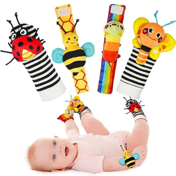 Baby Rattle Socks & Foot Finder Set for Newborns