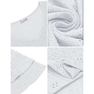 IN'VOLAND Women's Summer Tops Plus Size Loose Fit V Neck Ruffle Sleeve Casual Hollow T Shirts Blouse White 20W