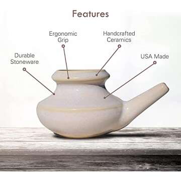 Baraka Handcrafted Ceramic Neti Pot for Nasal Care