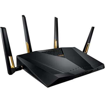 ASUS AX6000 Dual Band WiFi 6 Gaming Router, 8 Ports, Lifetime Security, Adaptive QoS
