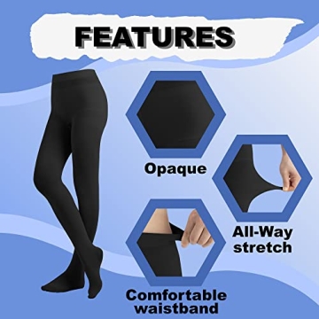 Black Opaque Dance Tights for Women by EMEM Apparel