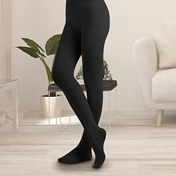Black Opaque Dance Tights for Women by EMEM Apparel